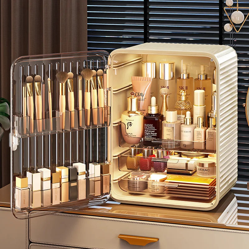 Luxury Cosmetic Organizer Box - Clear Dustproof Makeup Storage with Large Capacity for Dorm Desktop & Vanity Table Organization Peaceful Pleasures Health and Wellness