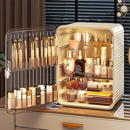 Luxury Cosmetic Organizer Box - Clear Dustproof Makeup Storage with Large Capacity for Dorm Desktop & Vanity Table Organization Peaceful Pleasures Health and Wellness