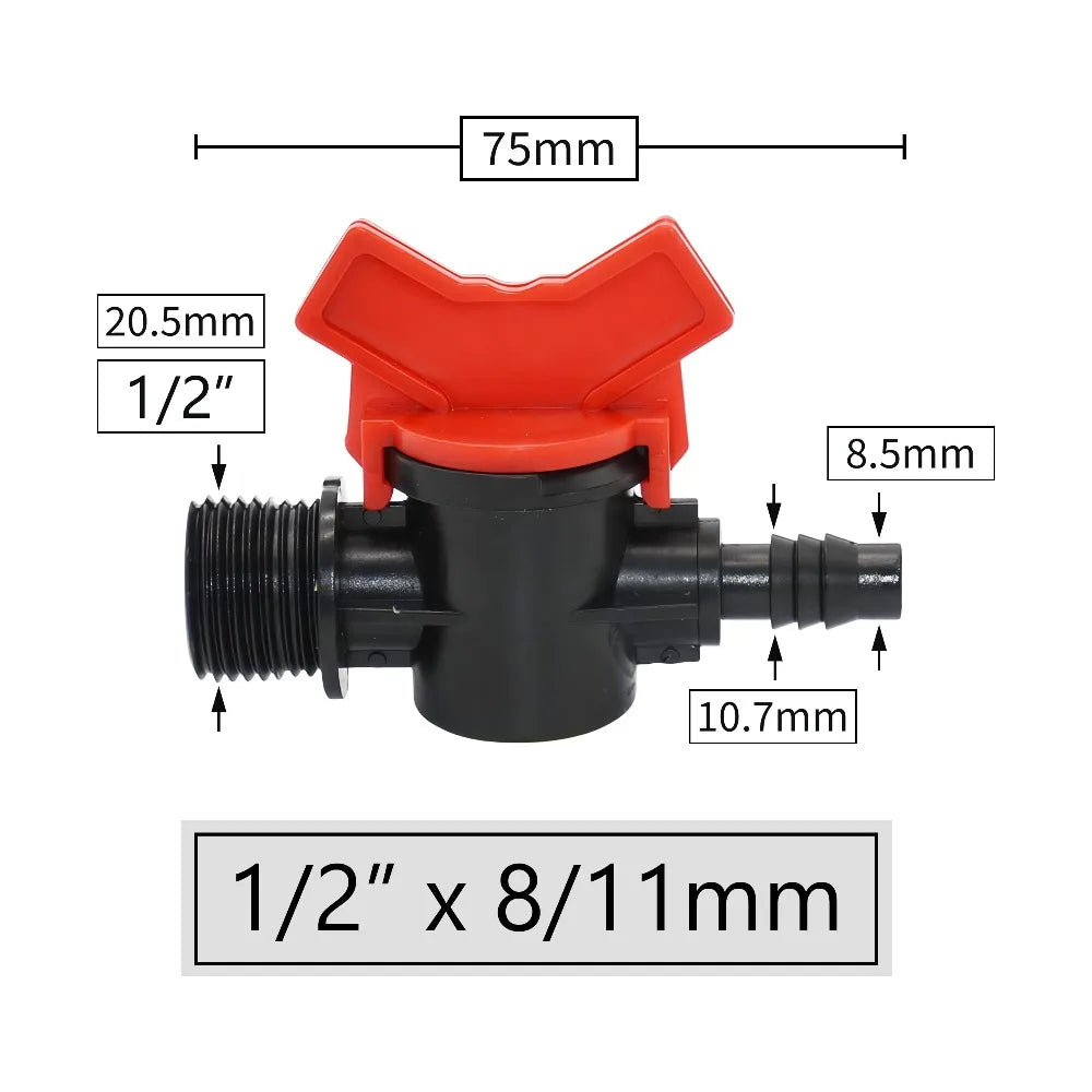 Connectors With 1/2 3/4 Inch Thread Drip Irrigation System Fitting 4/8/10/12/16/20/25mm Hose Barbed Mini Valve Garden Tap Barb Peaceful Pleasures Health and Wellness