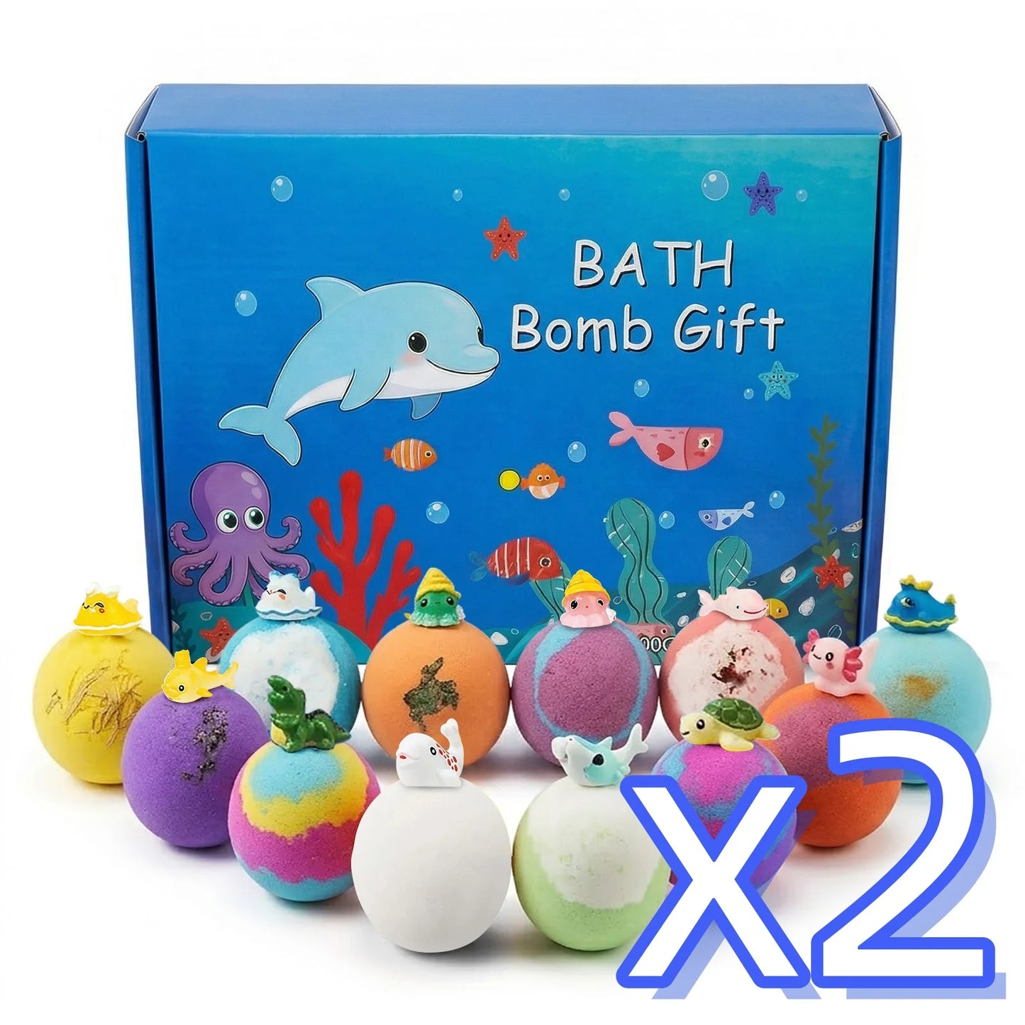 Kids Bath Bombs Set With Surprise Toys Handmade Colorful Bubble Bath Balls Relaxing Funny Perfect Birthday Spa Gift For Children Peaceful Pleasures Health and Wellness 1set boxed x 2