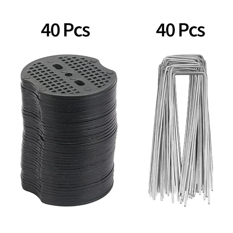 Heavy Duty U Shaped Garden Staples 20PCS Galvanized Steel Ground Pegs for Landscape Fabric Tarp Netting Fixing Tools Peaceful Pleasures Health and Wellness 40PCS One Set
