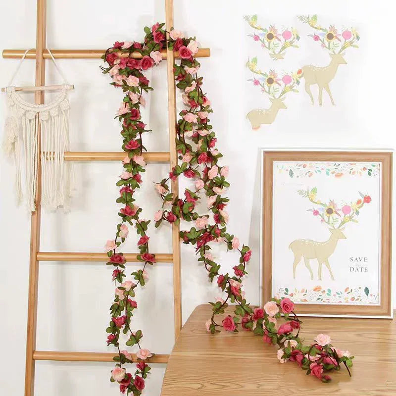 Artificial Silk Rose Vine Garland 2.4m | Wedding & Home Decor