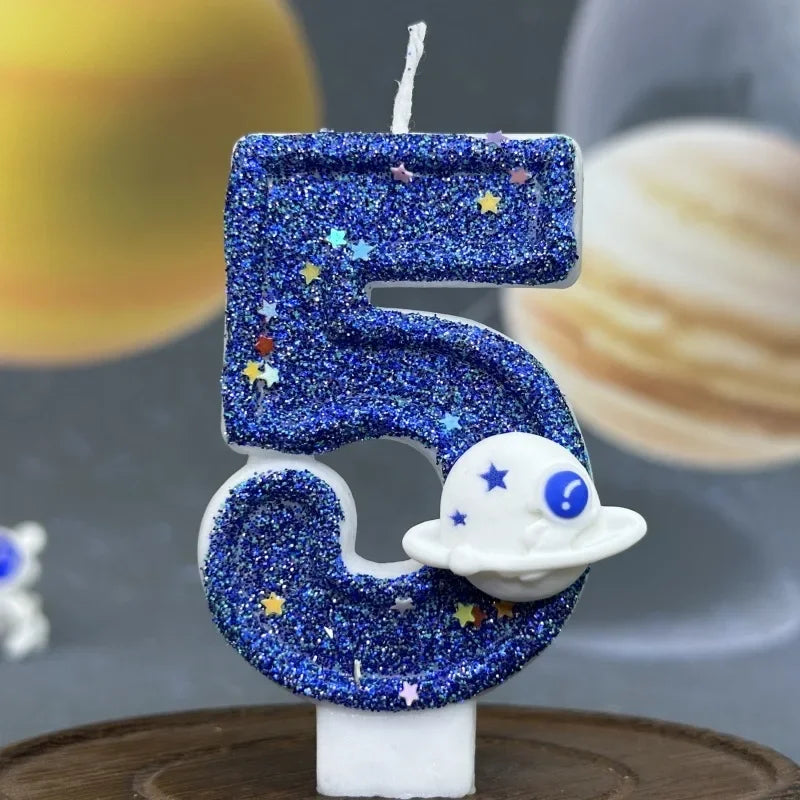 Children Party Boys Birthday Number Candle Cake Topper Blue Planetary Universe Baby One Year Old Dessert Decor Baking Supplies l Peaceful Pleasures Health and Wellness 5
