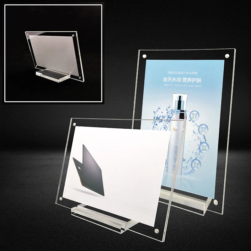 Acrylic Desktop Display Frame Transparent Photo Poster Stand Postcard