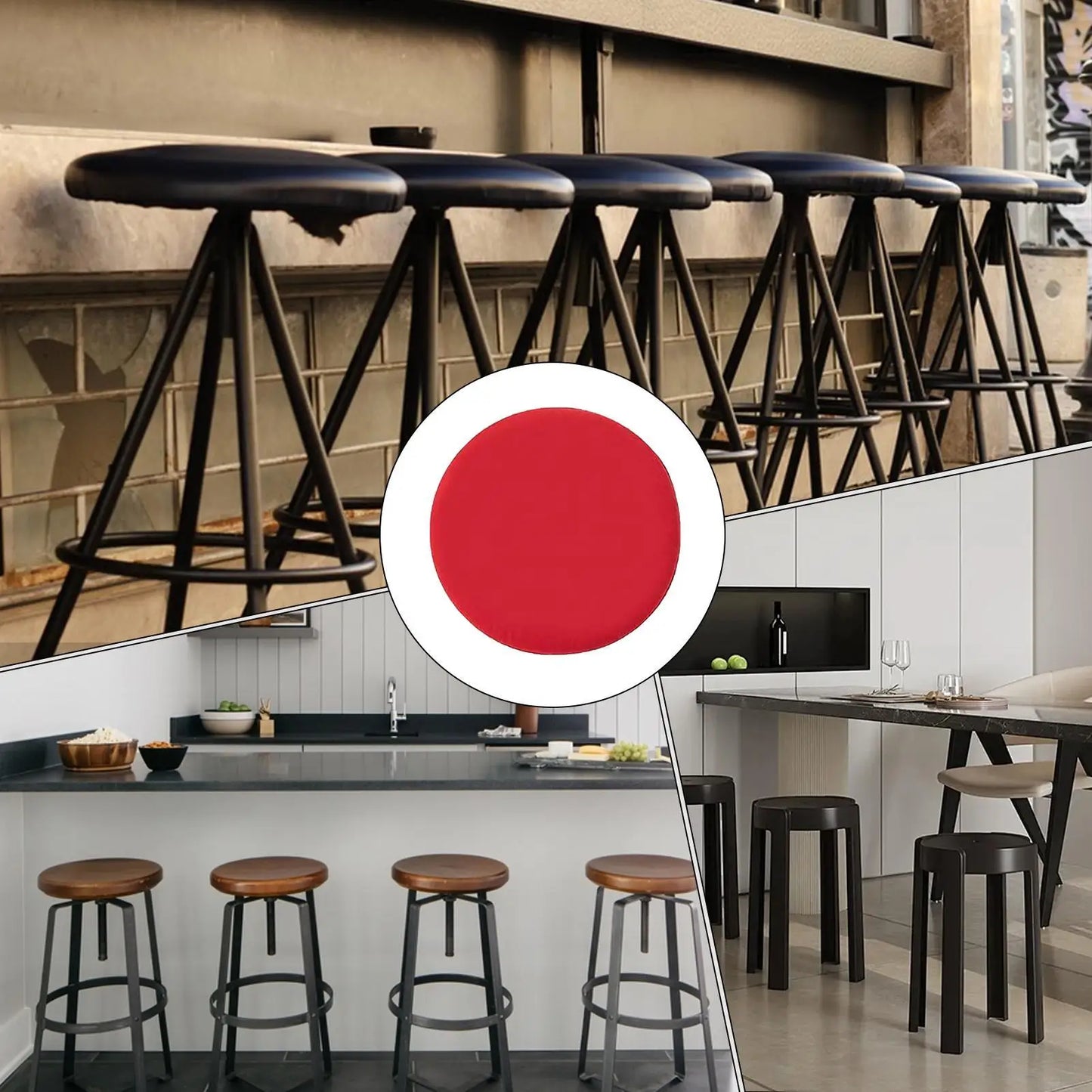 Round Bar Stool Covers Set of 3 | Elastic Washable Cushion Pads