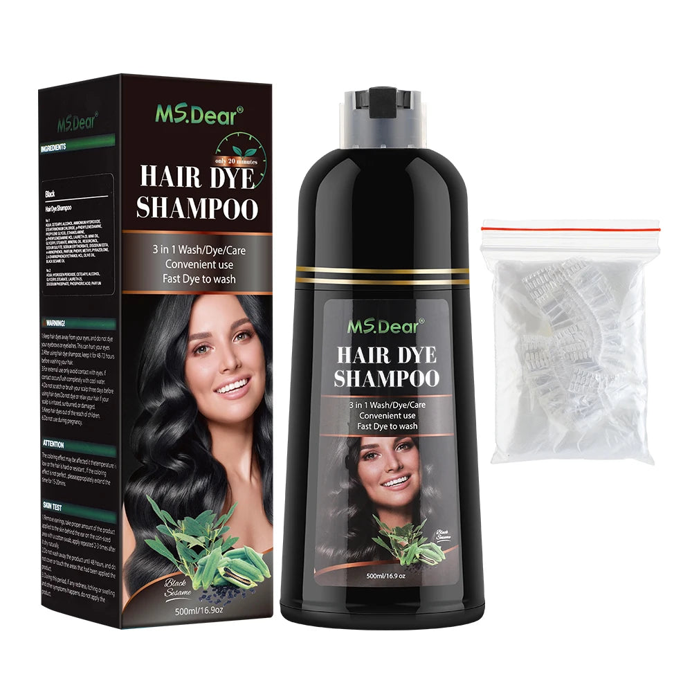Hair Color Shampoo for Gray Hair 3 in 1 Black Hair Dye Shampoo for Women&Men Natural Herbal Safety Nourishing Hair Care Cream Peaceful Pleasures Health and Wellness TYPE 2 Black