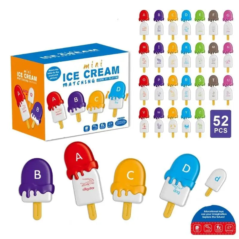 26-Piece Ice Cream Letter & Counting Matching Toy | Ages 3–6