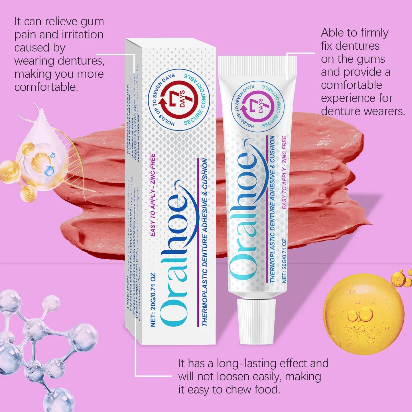 Oralhoe Denture Adhesive – Strong Hold, Comfort & Gum Pain Relief