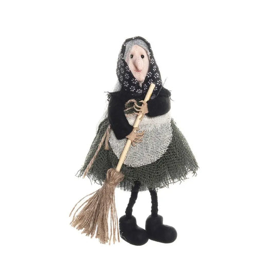 Halloween Witch Apron Ornament | Cute Broom Pendant Decor Halloween Ornament Oasis Select green