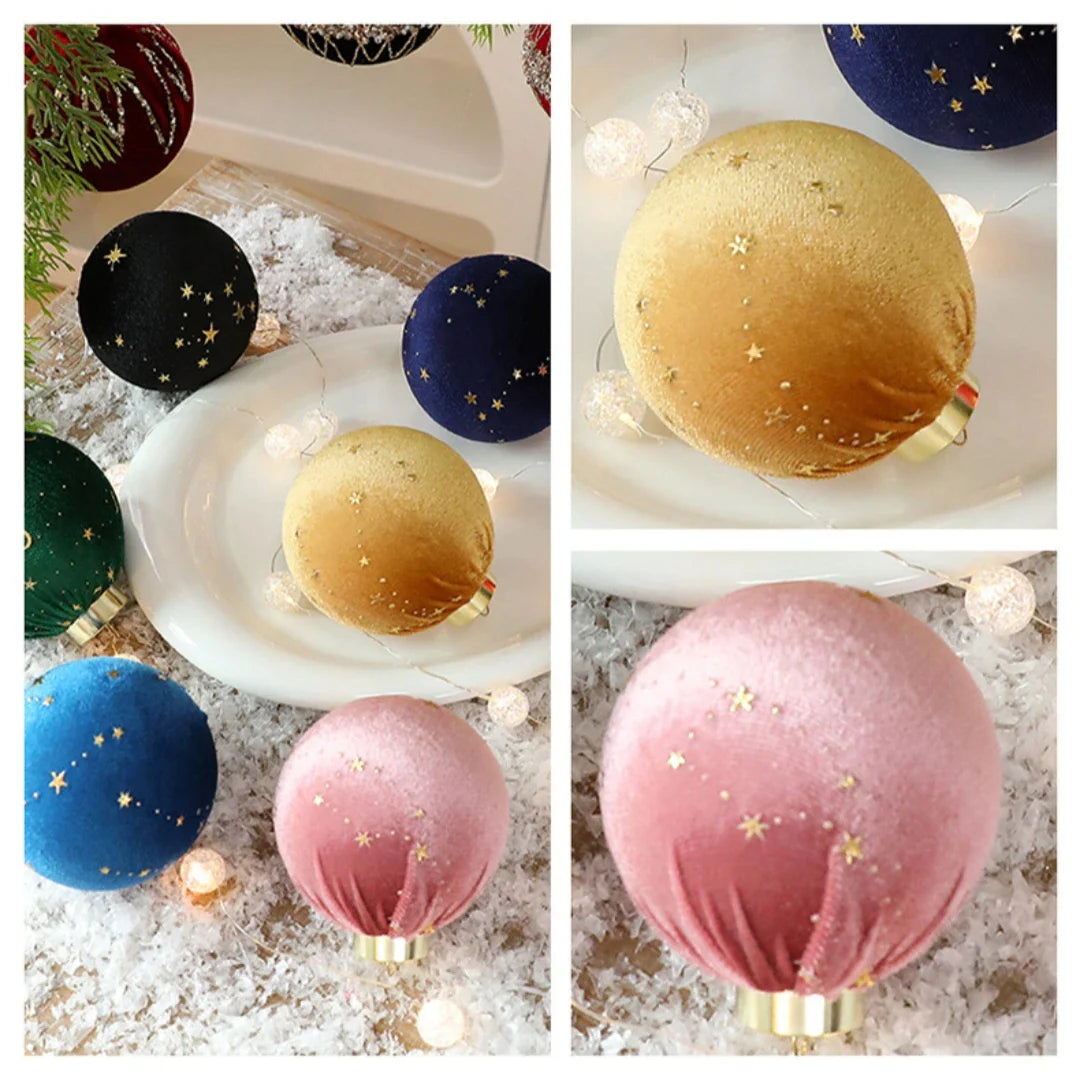 12-Pack 8cm Velvet Star Christmas Ball Ornaments | Tree Decor