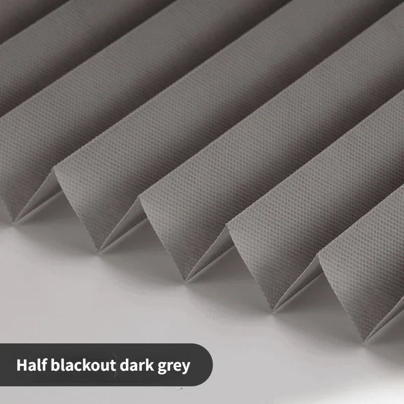 5 Size Self-adhesive Pleated Blinds Bathroom Balcony Shades Half Blackout Windows Curtains for Bedroom Living Room Balcony Peaceful Pleasures Health and Wellness Half Dark Grey 60cm X 150cm