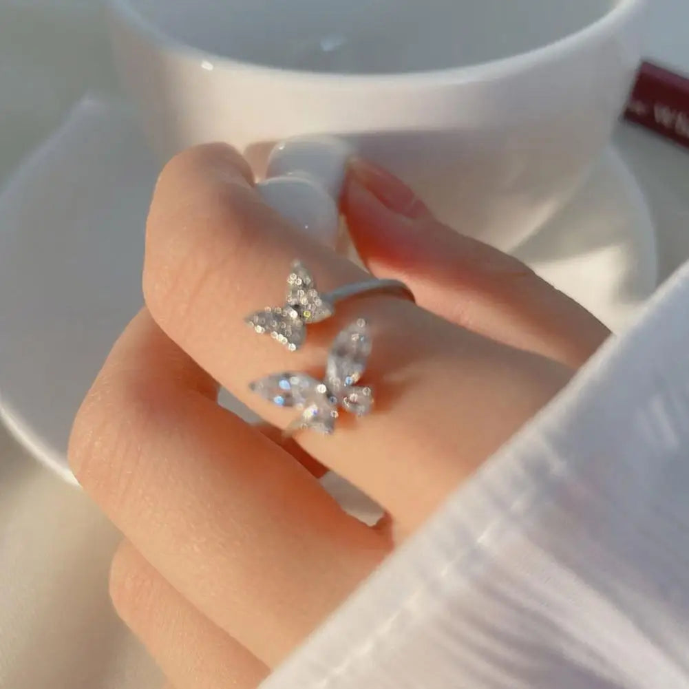 Adjustable Women Opening Butterfly Ring Ornament Girls Jewellery Gift Adjustable Butterfly Rings Peaceful Pleasures Health and Wellness