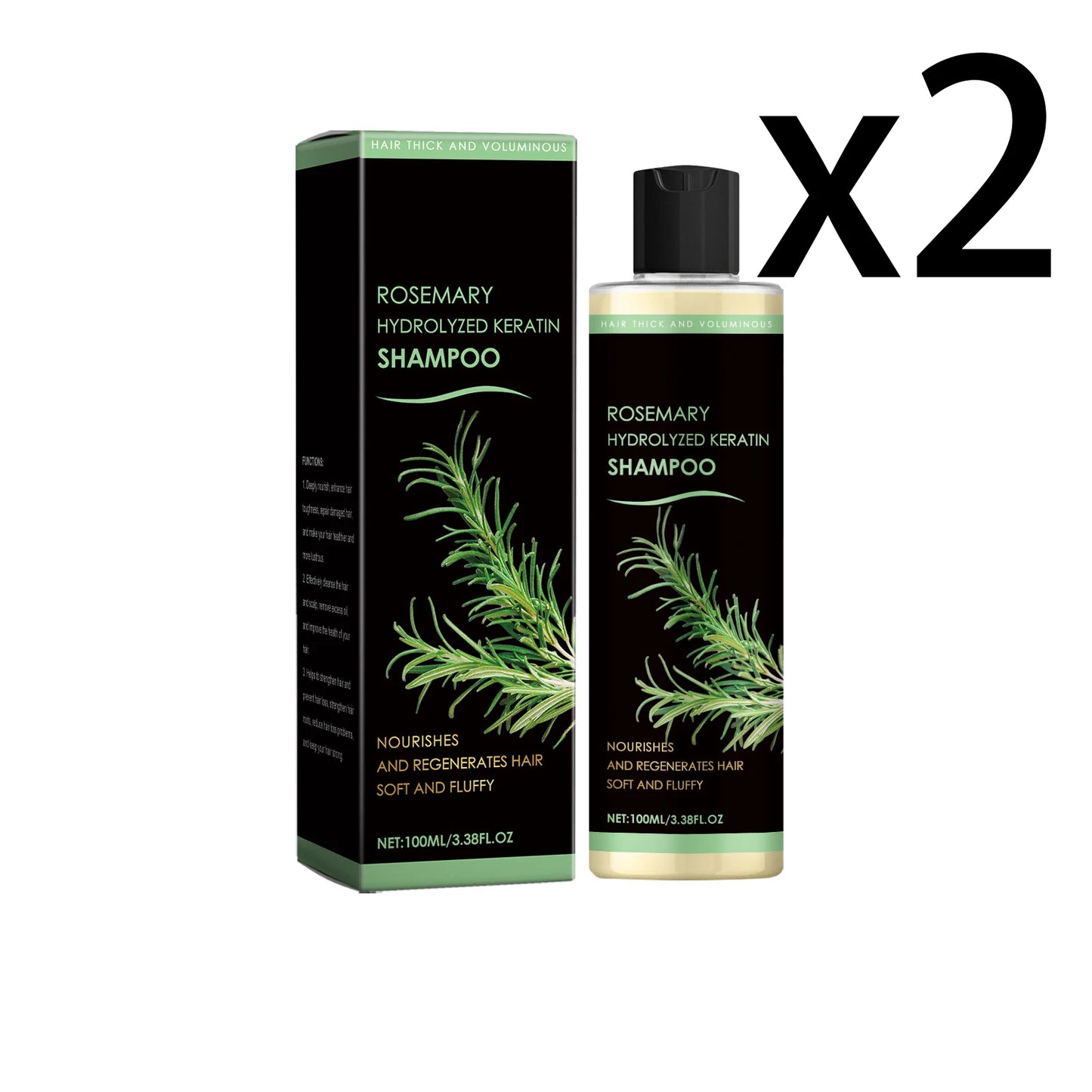 Rosemary Hair Shampoo for Deep Cleaning and Oil Control Peaceful Pleasures Health and Wellness 2x100ml
