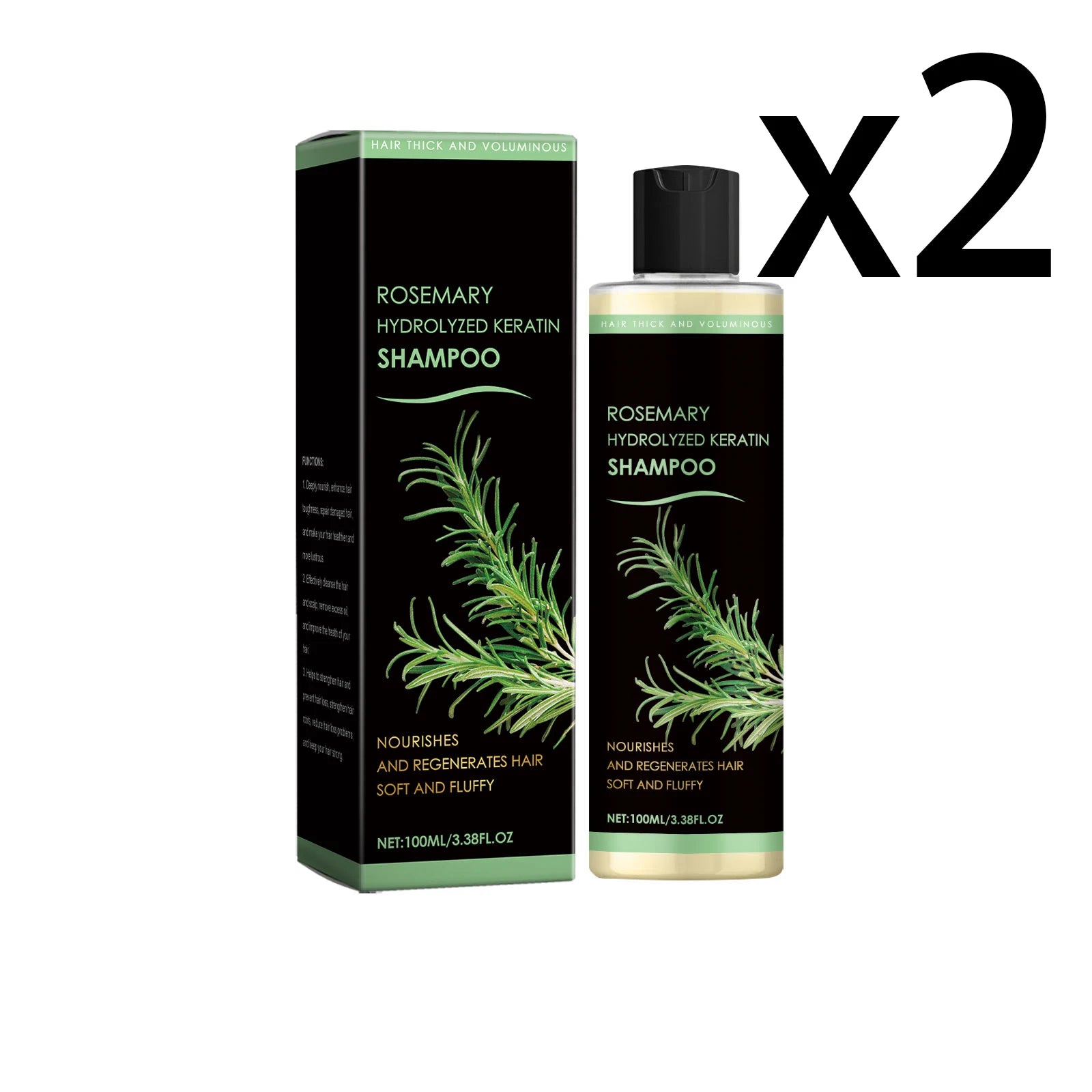 Rosemary Hair Shampoo for Deep Cleaning and Oil Control Peaceful Pleasures Health and Wellness 2x100ml