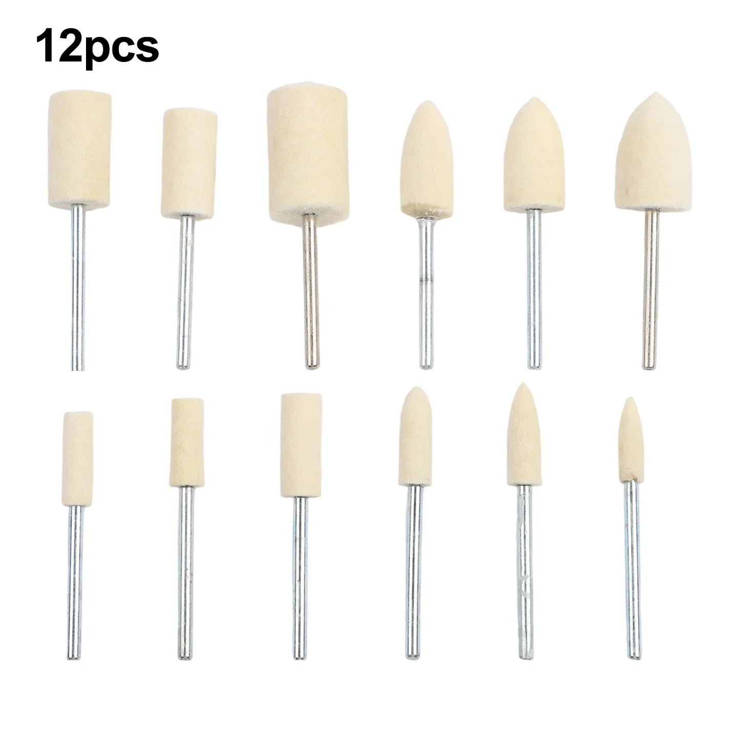 12pc Wool Felt Polishing Wheels Set – 2.35mm Rotary Tool Buffing