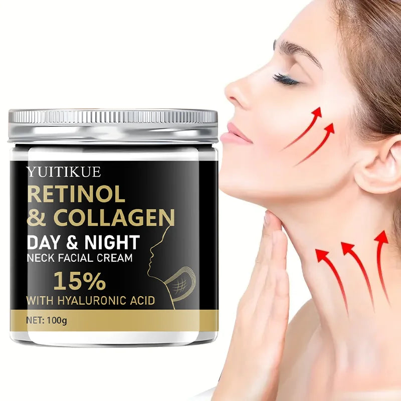 YUITIKUE Retinol Collagen Neck Cream 100g - 15% Retinol & Hyaluronic Acid, Day & Night Moisturizing, Firms & Lifts Neck Skin Peaceful Pleasures Health and Wellness