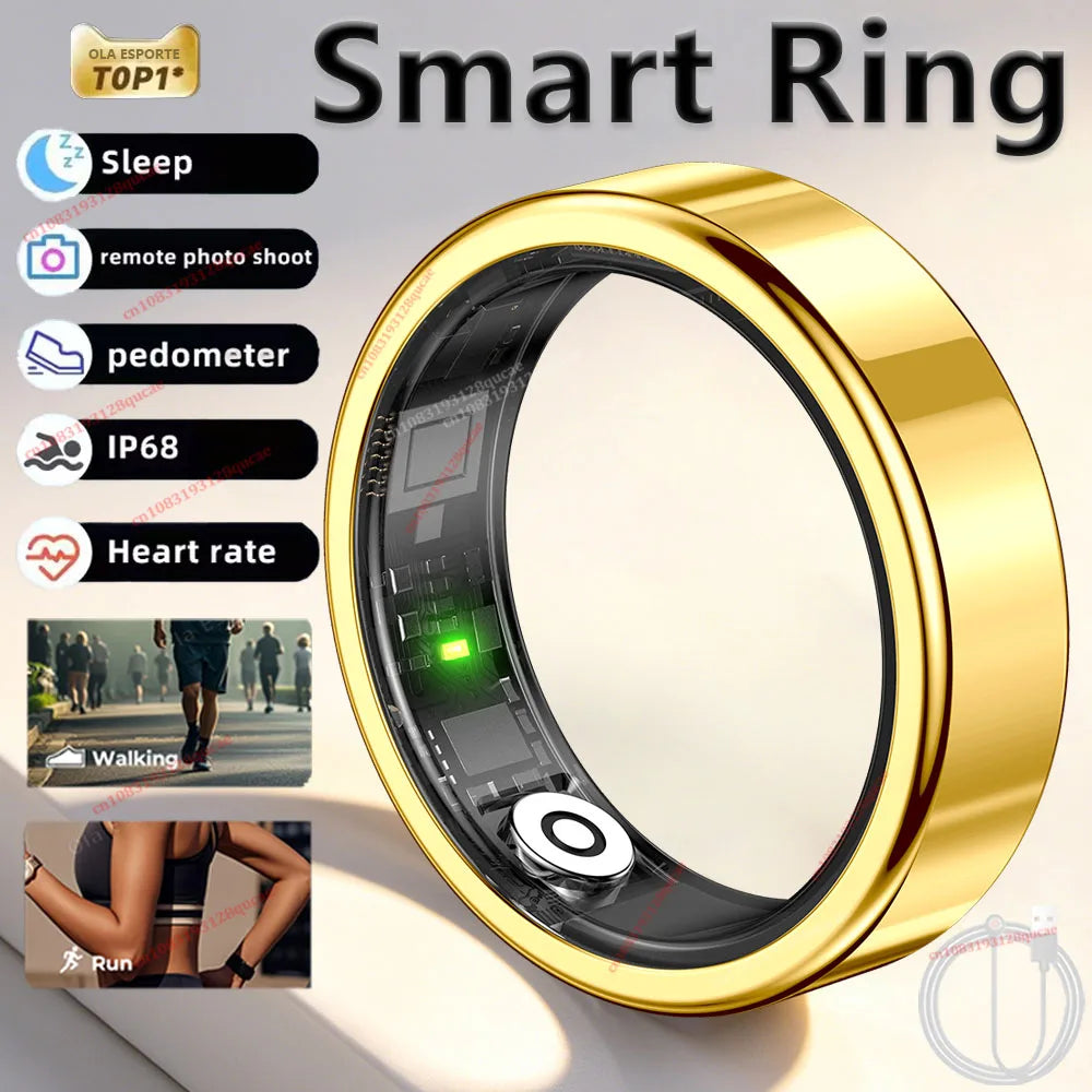 R10 Smart Ring with Charging Case for Men Women, Health and Sleep Monitor, 5ATM Waterproof, Multi-sport Mode, Smartring 2026 New Peaceful Pleasures Health and Wellness Gold Cable 10