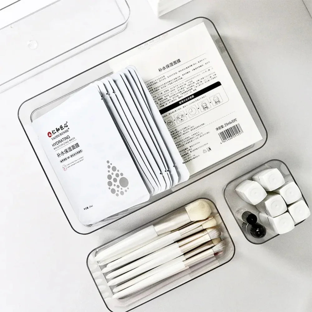 Clear Plastic Desk Drawer Organizer & Makeup Storage Box