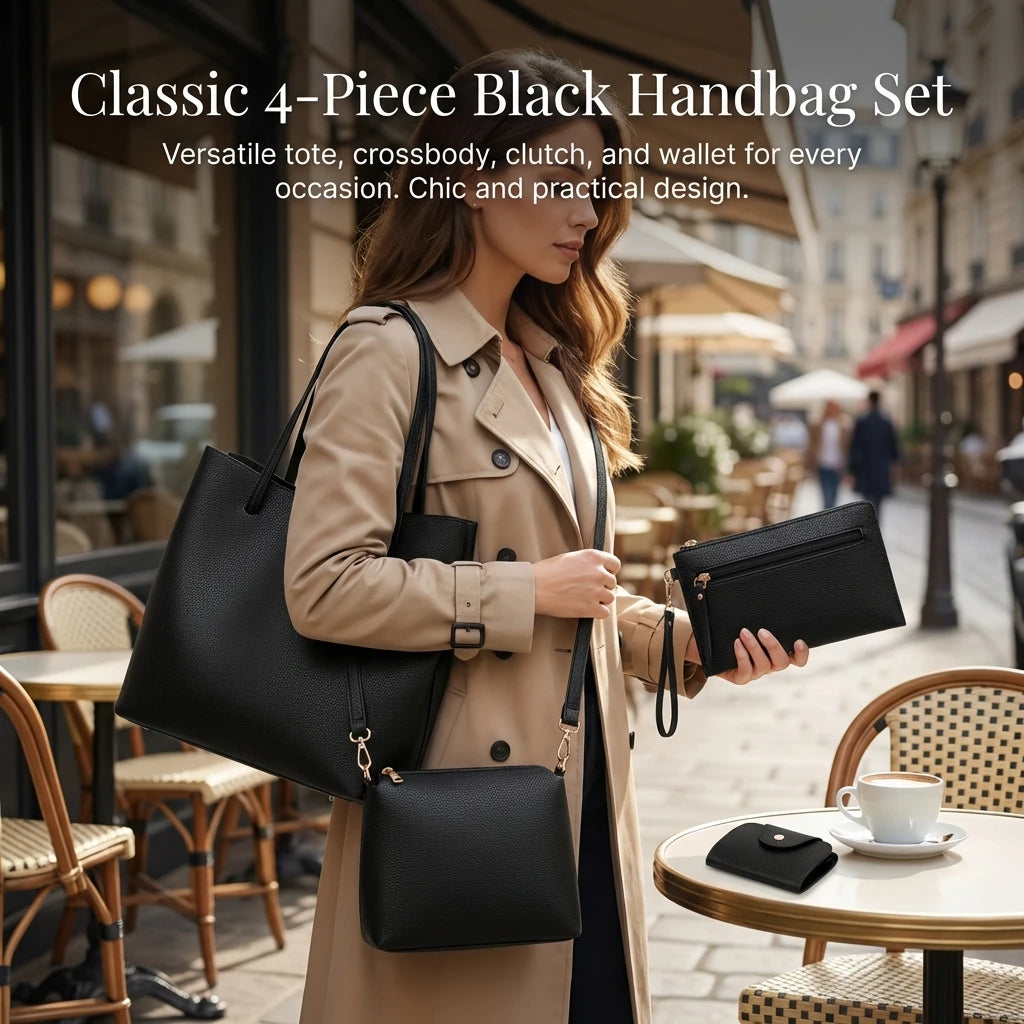 Matching Mother and Daughter Bag Set 4 Pcs Solid Color Shoulder Crossbody Bag for Women European Style Tote Handbag Peaceful Pleasures Health and Wellness