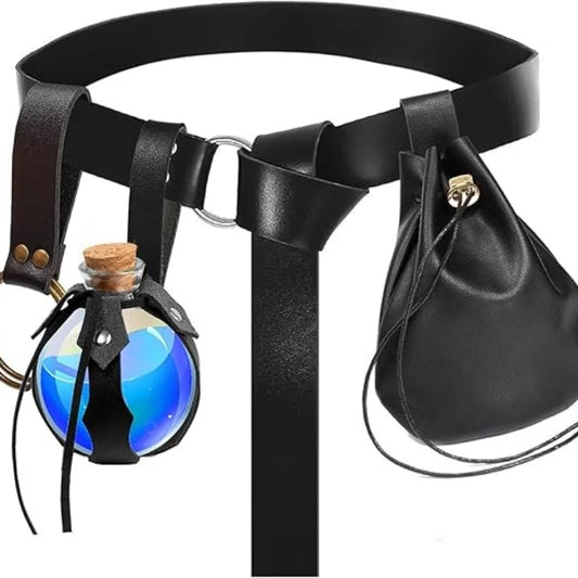 Renaissance Costume Accessory Belt Pouch Purse Potion Bottle Waist Peaceful Pleasures Health and Wellness StyleI 5PCS
