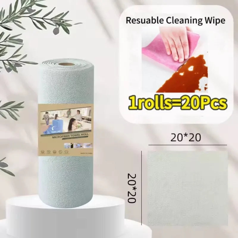 Reusable Microfiber Cleaning Cloth Roll – 20 Sheet Paper Towel Replacement