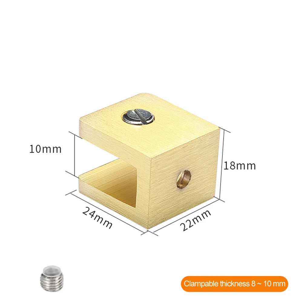 1 X Copper Gold Adjustable Glass Clip Holder Thick Support Bracket