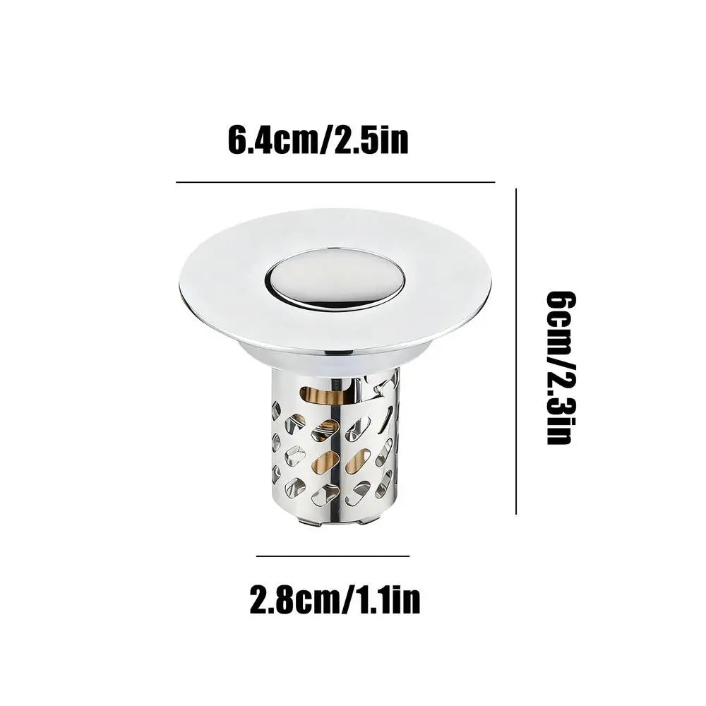 Pop-Up Sink Drain Strainer with Hair Catcher & Odor Guard