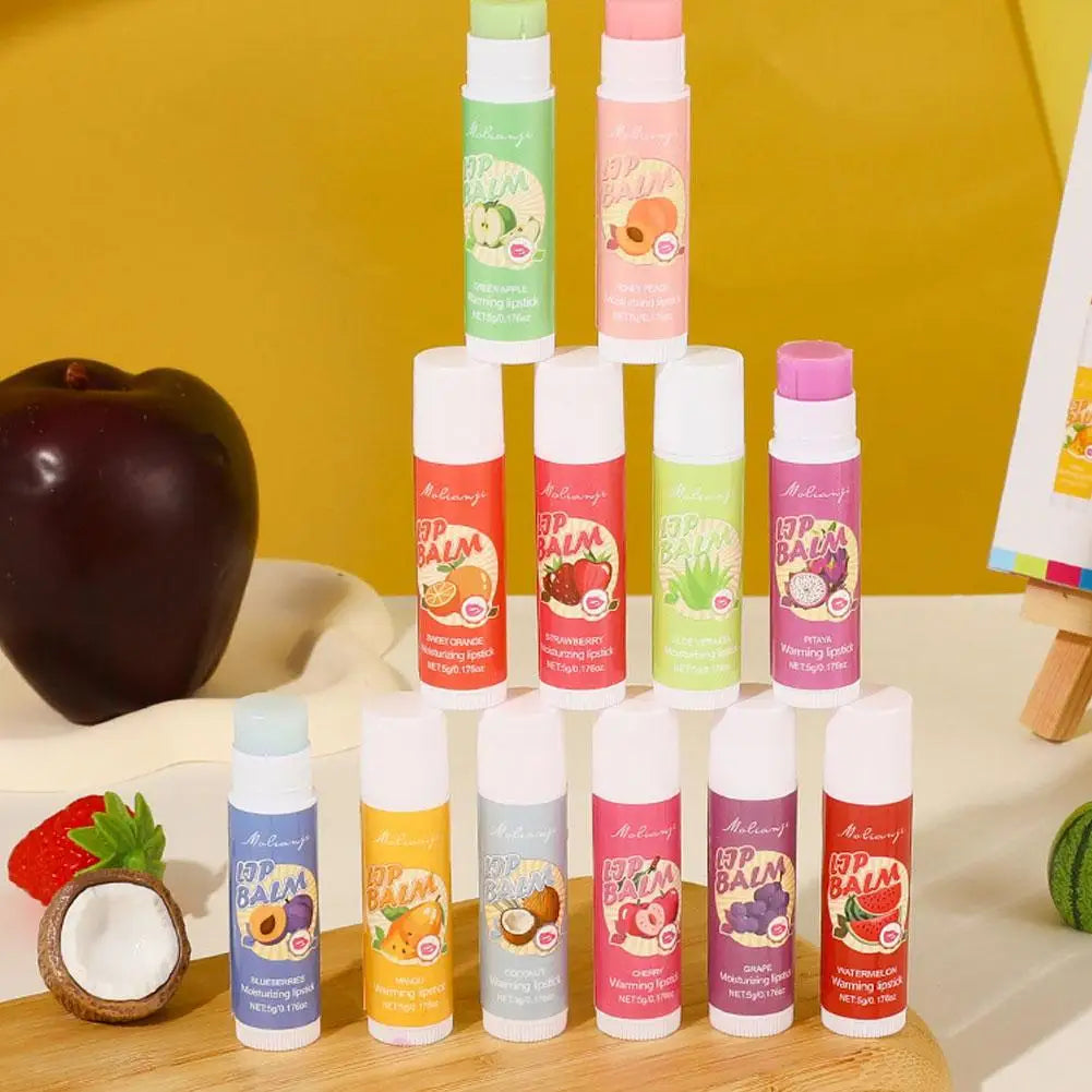 12-Piece Color Changing Lip Balm Set – Moisturizing Fruit Flavor