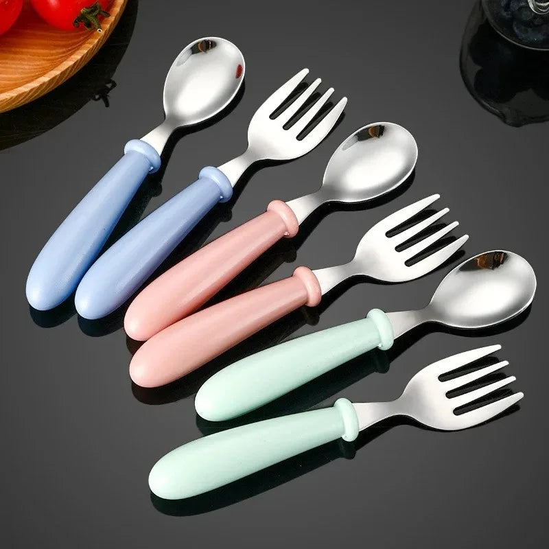 3-Piece 304 Stainless Steel Portable Cutlery Set – Fork, Spoon & Storage Box, Korean Style, Dishwasher Safe