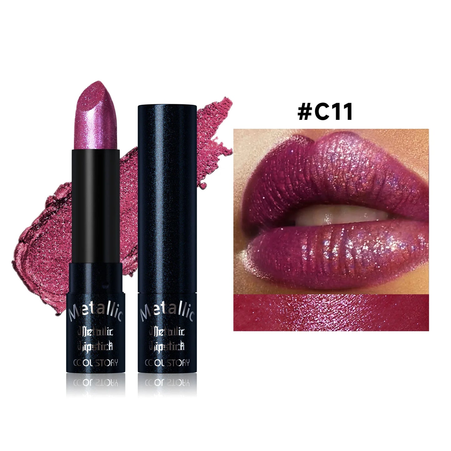 Metallic Glitter Velvet Lipstick – Waterproof Long-Lasting Shimmer