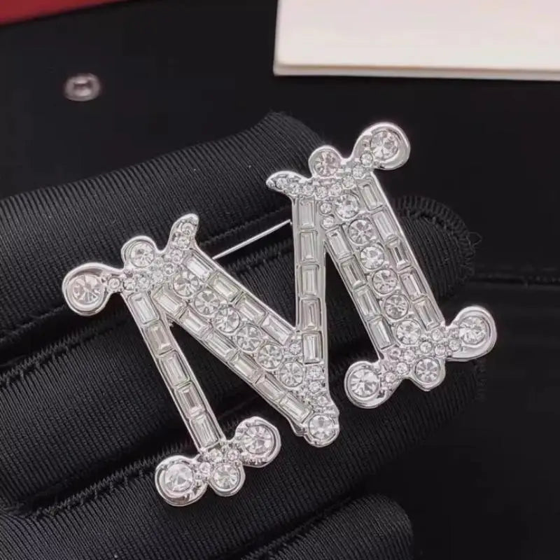 Rhinestone Letter Initial Brooch Pin | Sparkly Alphabet Lapel Pin