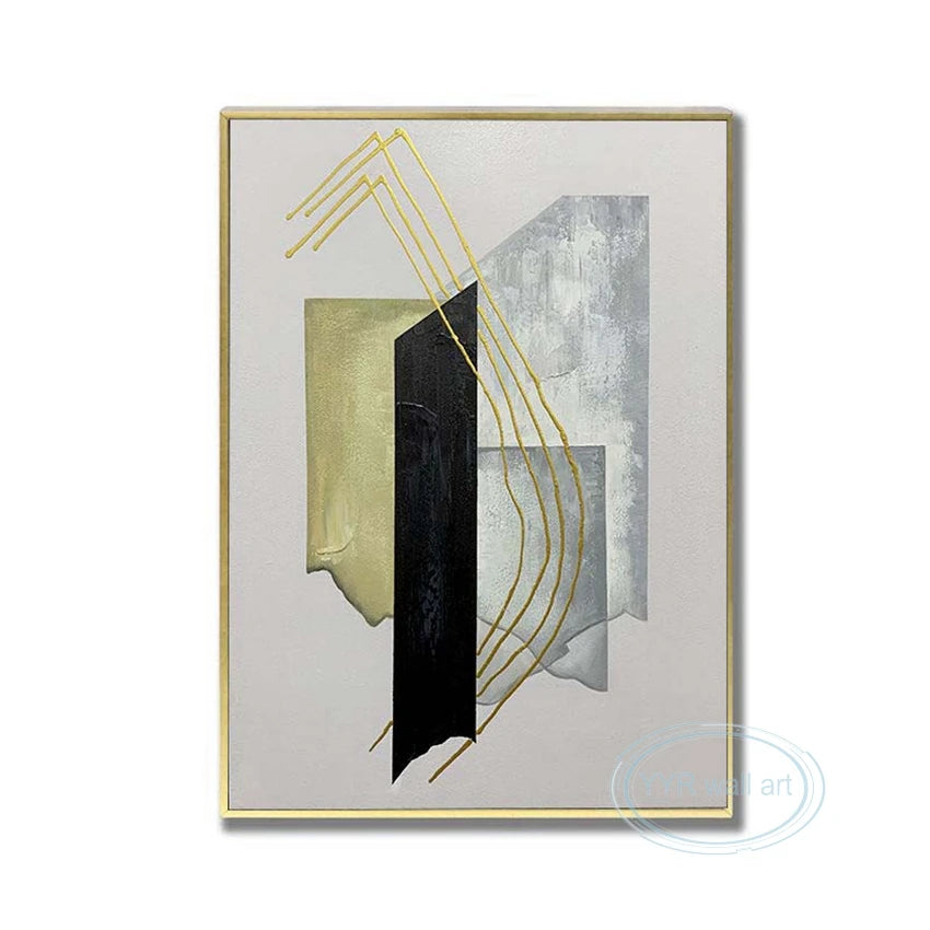 Handmade Abstract Gold Foil Oil Painting on Canvas | Wall Art Abstract Canvas Painting Peaceful Pleasures Health and Wellness No frame 50cmx60cm