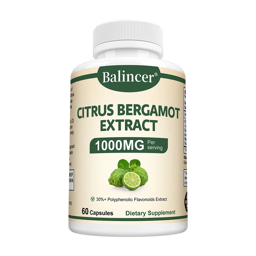 Citrus Bergamot Capsules 1000mg, Heart Health, Cardiovascular, Cholesterol & Blood Sugar & Immune Health Support, Antioxidant Peaceful Pleasures Health and Wellness 60 count-1 bottle