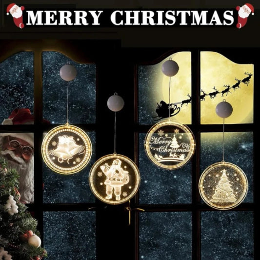 3D LED Christmas Window Lights | Warm White Hanging Decor Christmas LED Lights Peaceful Pleasures Health and Wellness