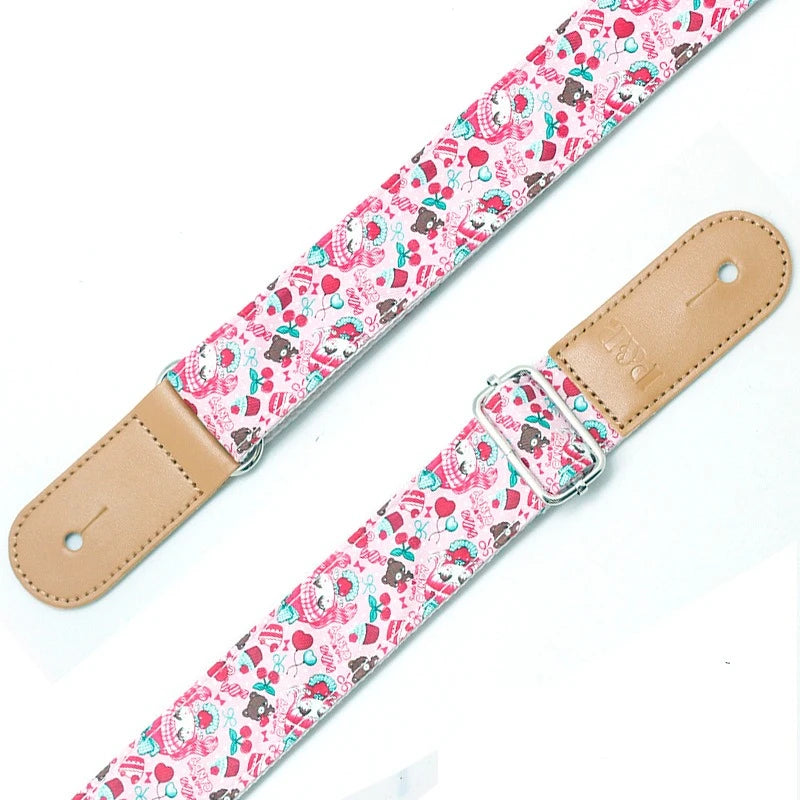 Cute Cartoon Printed Ukulele Strap Adjustable Guitar Belt Shoulder Straps for Ukulele Electric Acoustic Guitar Bass Accessories Peaceful Pleasures Health and Wellness J