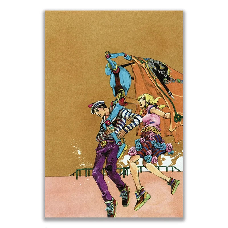 JoJo's Bizarre Adventure Retro Canvas Wall Art Anime Poster Canvas Wall Art Peaceful Pleasures Health and Wellness