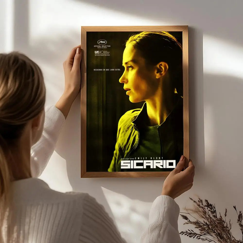 Sicario Movie Poster HD Self-Adhesive Waterproof Wall Art Movie Wall Poster Peaceful Pleasures Health and Wellness White5 15X20cmNoframe