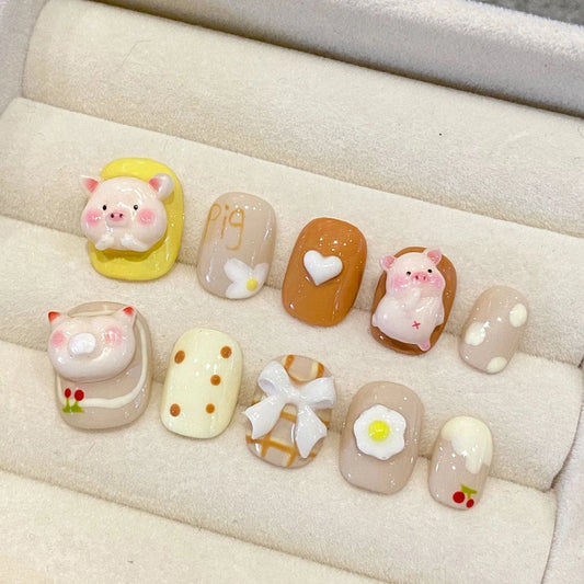 YADORNOS Cute Short Press On Nails – Cartoon Fake Nail Set 10pc Press On Nails Peaceful Pleasures Health and Wellness