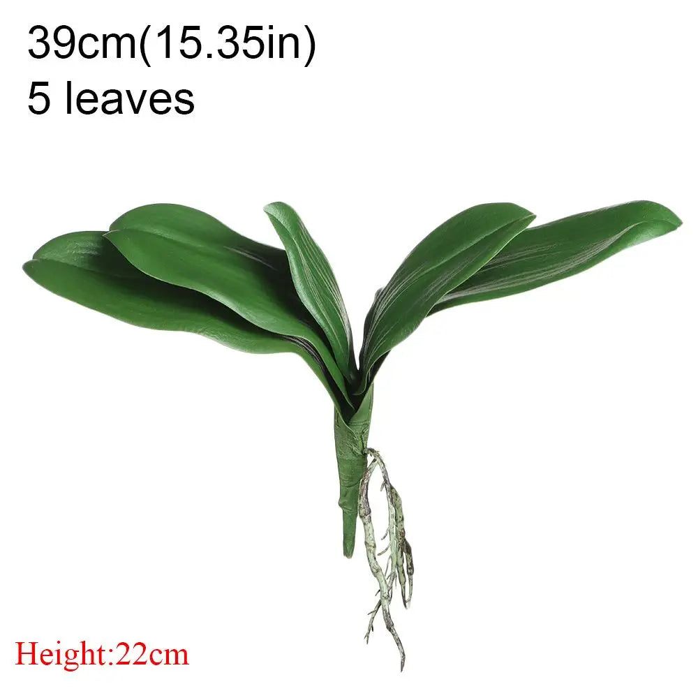 Artificial Phalaenopsis Orchid Leaf Bouquet | Faux Silk Home Decor