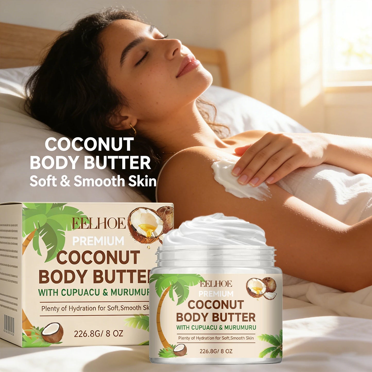 Coconut Moisturizing Body Lotion Soothing Skin Improving Skin Elasticity Reducing Dryness Long-Lasting Hydration Body Care Cream Peaceful Pleasures Health and Wellness