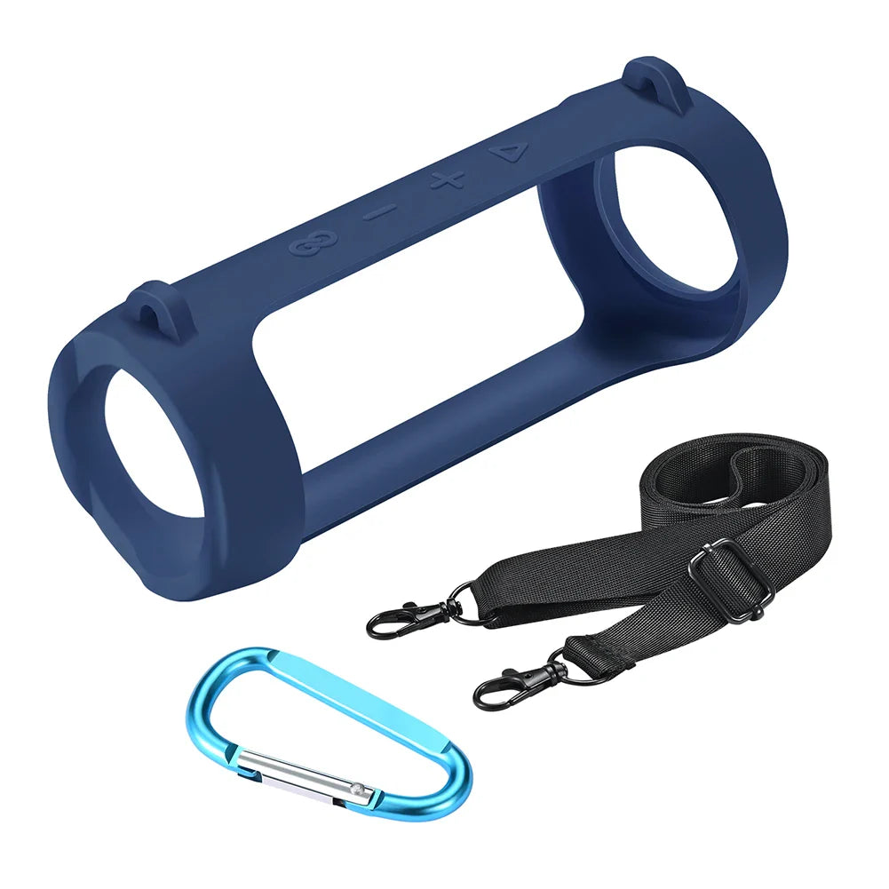 Silicone Case for JBL Flip 6 & 5 with Carabiner & Strap