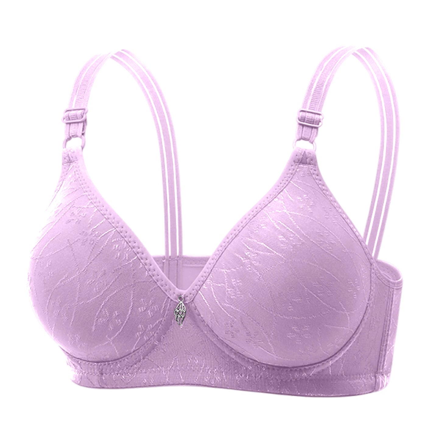 Traditional Style Women's Bra with Bamboo Charcoal Inner Cup Thin Molded Cup for Middle-Aged And Elderly Comfortable Underwear Peaceful Pleasures Health and Wellness Light Purple 36