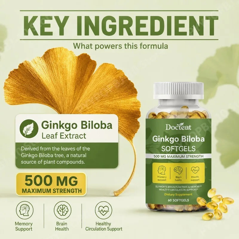 Ginkgo Biloba Extract 500mg Cognitive Wellness | 60 Softgels