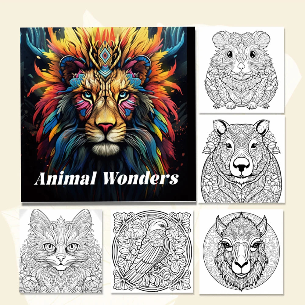 20-Page Coloring Book Adults Kids Stress Relief Birthday Party Favors