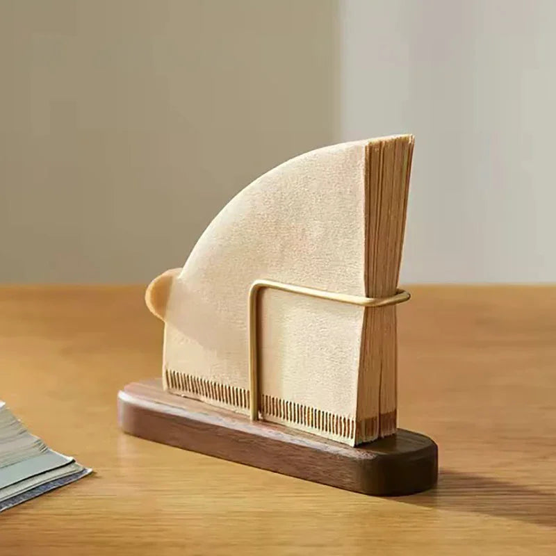 Wooden Coffee Filter Holder Fan Shape Stand | Barista Organizer Coffee Filter Holder Peaceful Pleasures Health and Wellness