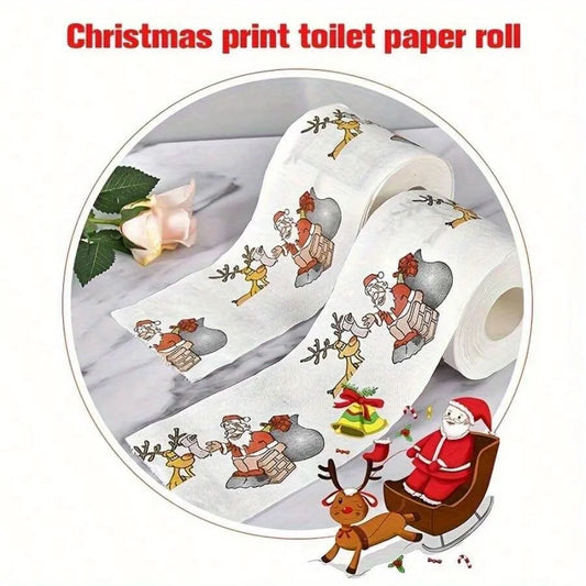 1 roll Christmas Printed Toilet Paper Festival Theme Home Decorations Roll Paper for Home & Festive Atmosphere Decor Supplies Peaceful Pleasures Health and Wellness