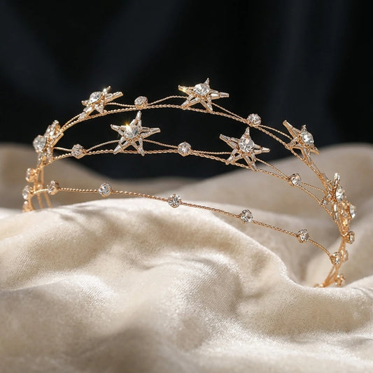 Baroque Star Hairband For Women Alloy Rhinestone Bridal Headpiece With Double Layer Design Peaceful Pleasures Health and Wellness