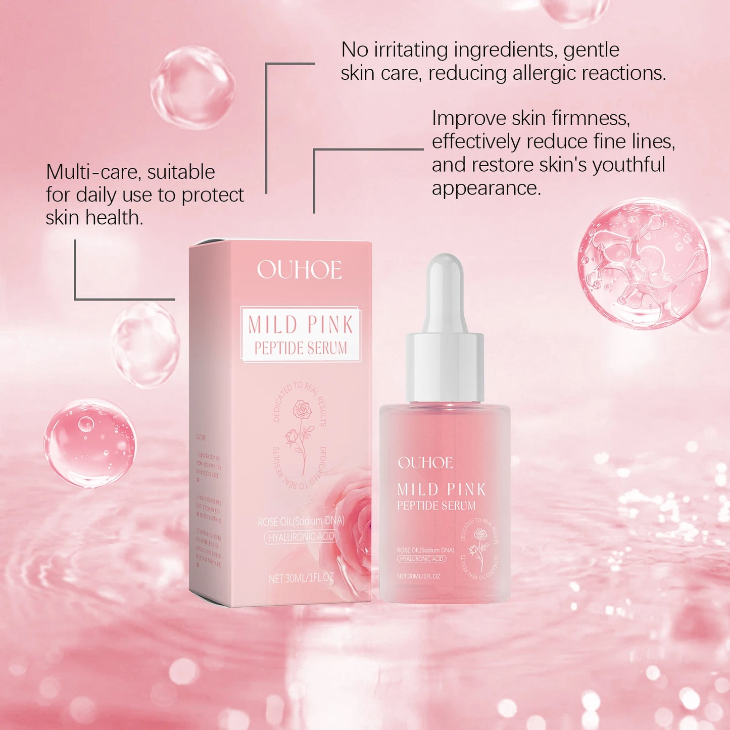 Rose Peptide Facial Serum – Brightening & Moisturizing Essence
