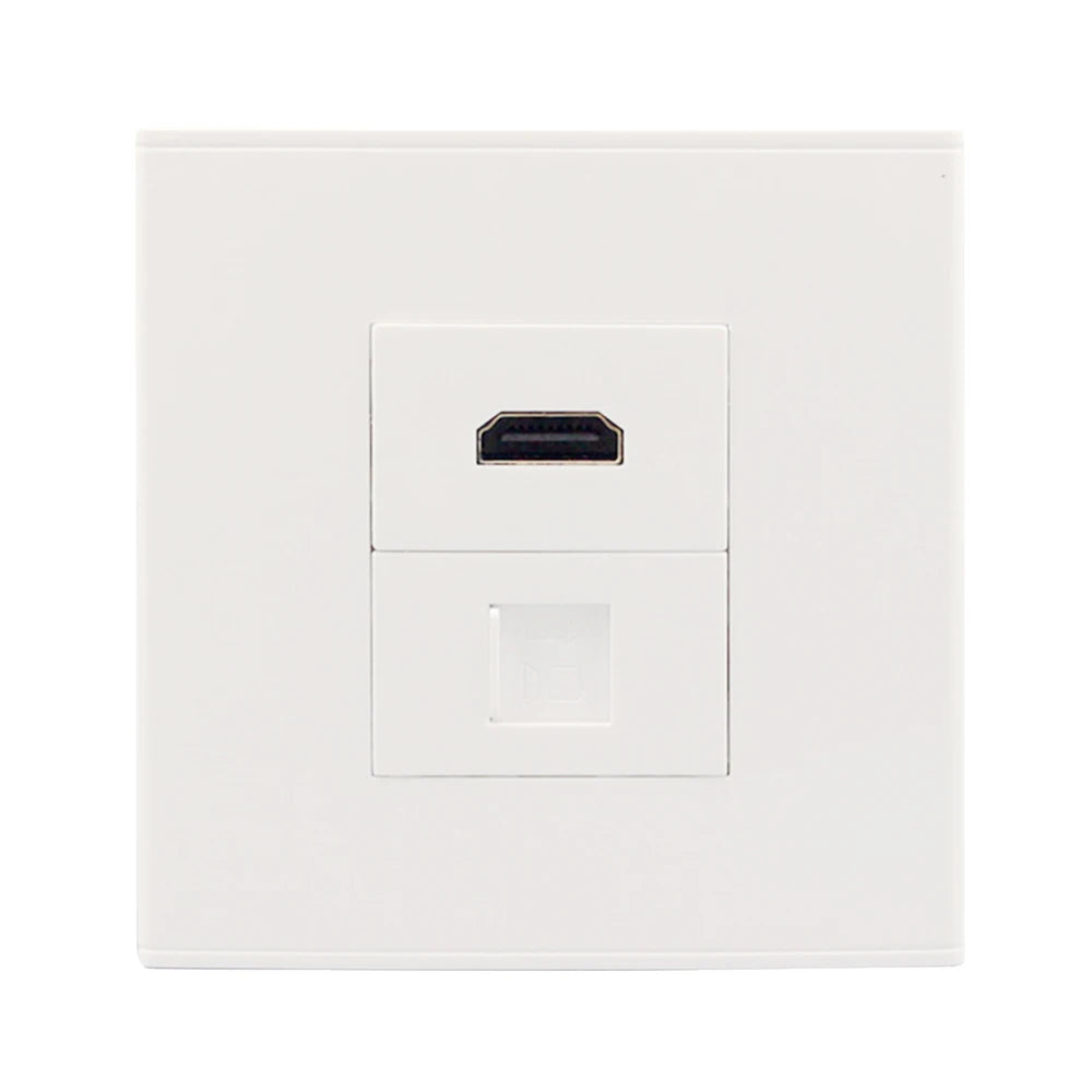White Wall Outlet HDMI With CAT6 RJ45 Female To Female Wall Panel Network Extender Peaceful Pleasures Health and Wellness WHITE