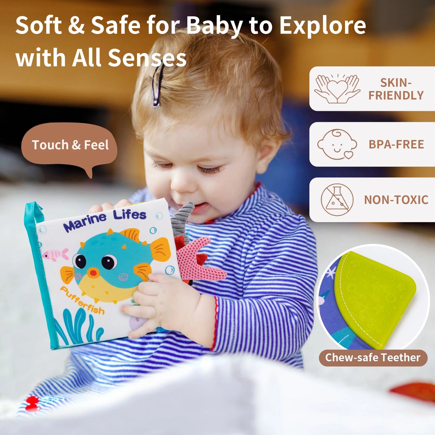 3D Visual Tail Cloth Book Soft Rustle Sound Baby Tear Resistant